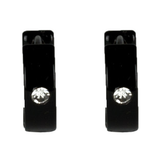 Stainless steel earrings, 4mm Black with Stone