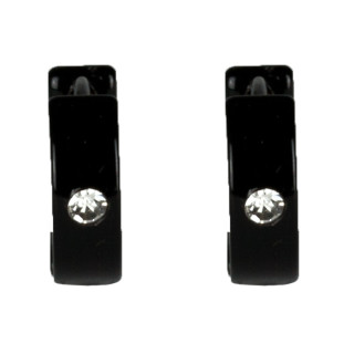 Edelstahlohrringe Creolen, 4mm Schwarz mit Stein