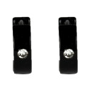 Stainless steel earrings, 4mm Black with Stone