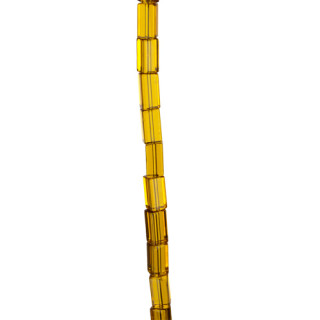 strand glass beads, cuboid 5x20mm, gold