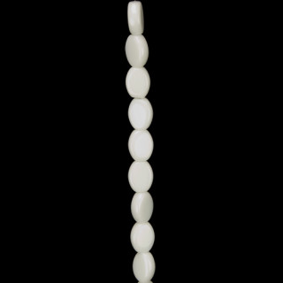 Strang Glasperlen, Oval 10x13mm, Weiß