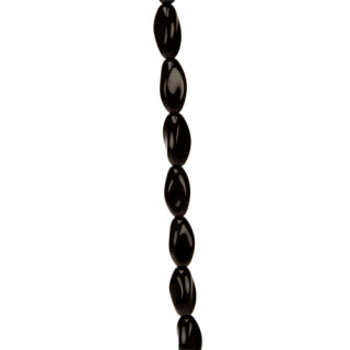 strand glass beads, twisted 6x9mm, black