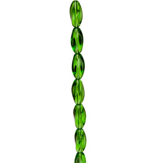 strand glass beads, twisted 8x11mm, green