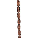 strand glass beads, twisted 8x11mm, dark red