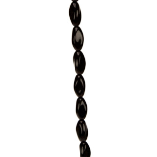 strand glass beads, twisted 10x19mm, black - only 4 strands left!