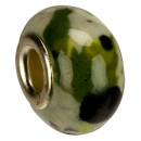 Modulperlen Porzellan, 16x11mm, grün/weiß/schwarz