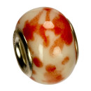 Modulperlen Porzellan, 16x11mm, weiß/rot