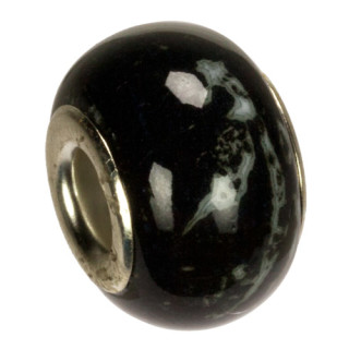 Modulperlen Porzellan, 16x11mm, schwarz/weiß
