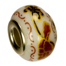 Modulperlen Porzellan, 16x11mm, weiß/rot/blau...