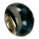 Modulperlen Porzellan, 16x11mm, dunkelgrün/blau