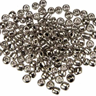450g Rocailles, glass, 4mm, shiny silver