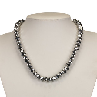necklace with glass beads, silver