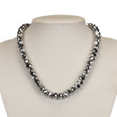 necklace with glass beads, silver
