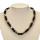 Necklace with glass beads + beads, silver-black