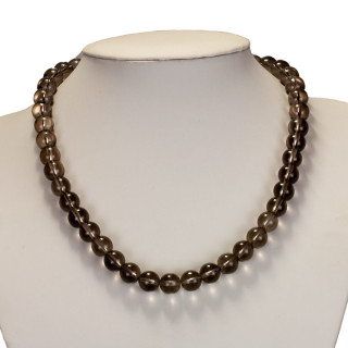 Glass chain smoky quartz