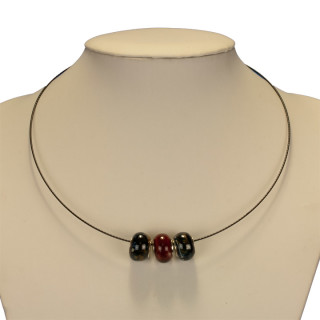 Necklace with modular beads, red-dark blue