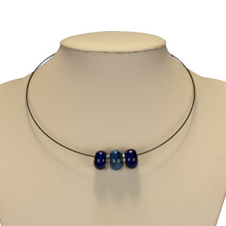 Necklace with modular beads, blue