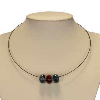 Halsreifenkette mit Modulperlen, Blau-Rot