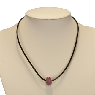 Necklace leather with modular bead, lilac