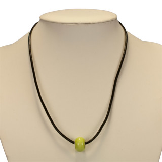 Necklace leather with modular bead, light green