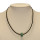 Necklace leather with modular bead, green-white