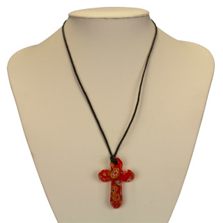 Necklace with glass pendant cross