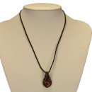 Necklace with glass pendant, black-gold