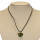necklace with glass pendant, heart, green