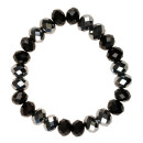 bracelet with glass beads, silver/black