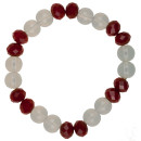 Bracelet with glass beads, red-white