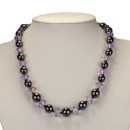 Hematite necklace "Diamond" 10-11mm, purple