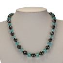 Hematite necklace "Diamond" 10-11mm, turquoise1