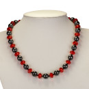 Hematite necklace "Diamond" 10mm, red