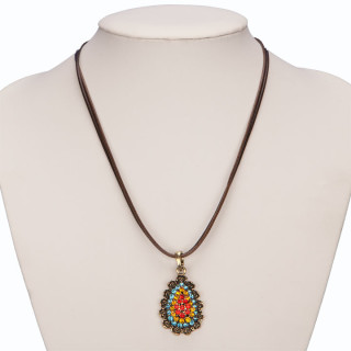 Ribbon necklace with colorful rhinestones