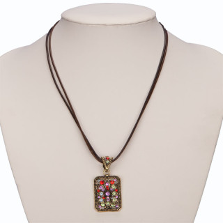 Ribbon necklace with colorful rhinestones