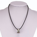 Leather necklace with stainless steel pendant ring1