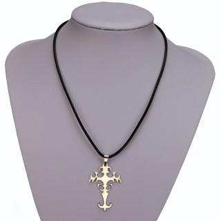 Leather necklace with stainless steel pendant cross4