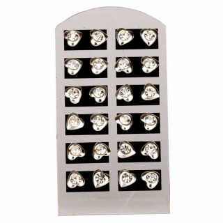 Set: 12 Paar Ohrpins mit Stein, Herz