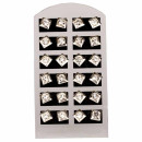 Set: 12 pairs of earpins with stone, square