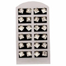 Set: 12 Paar Ohrpins mit Stein, Viereck