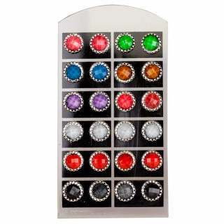 Set: 12 Paar Ohrpins mit Stein, Rund