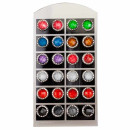 Set: 12 Paar Ohrpins mit Stein, Rund