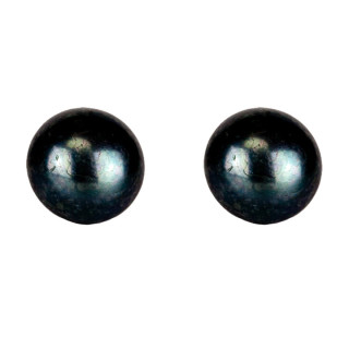 Earpins freshwater pearl, black, 10mm
