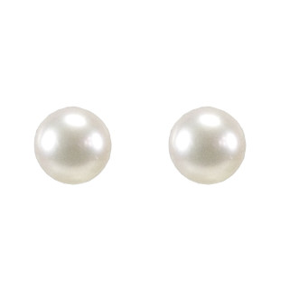 Pearl earrings, 7-8mm, White