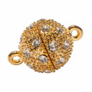 magnetic clasp ball with stones, 8mm, gold