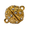 magnetic clasp ball with stones, 10mm, old gold