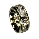 500 Rondelle / Spacer with stones, 10mm, silver