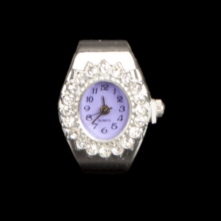 Ring watch with stones, purple, no battery check!
