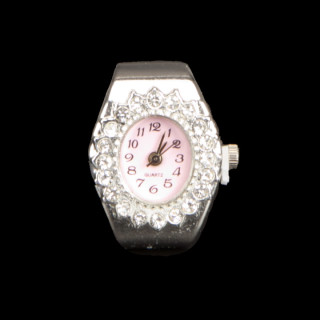Ring watch with stones, pink, no battery check! - only 15pcs left!