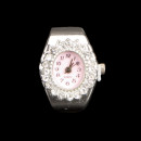 Ring watch with stones, pink, no battery check!